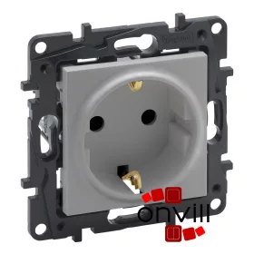   Legrand 863321, Niloé Step 2P+F Csatlakozóaljzat Biztonsági Zsalu Nélkül, Csavaros Vezetékbekötéssel, Alumínium