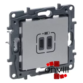   Legrand 863339, Niloé Step Kettős USB-C Töltőaljzat, Beépített Tápegységgel, Alumínium