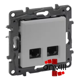   Legrand 863364, Niloé Step 2XRJ45 Cat.6 UTP Informatikai Csatlakozóaljzat, Alumínium