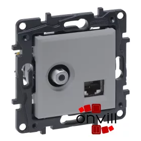   Legrand 863377, Niloé Step "F" Típusú TV Csatlakozóaljzat + Rj45 Cat.6 UTP Aljzat, Alumínium