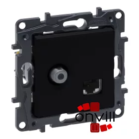   Legrand 863577, Niloé Step "F" Típusú TV Csatlakozóaljzat + Rj45 Cat.6 UTP Aljzat, Fekete