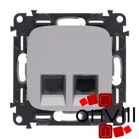   Legrand AA753043, Valena Allure 2XRJ45 Cat.6 UTP Informatikai Csatlakozóaljzat, Alumínium