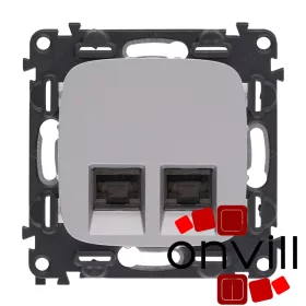   Legrand AA753045, Valena Allure 2XRJ45 Cat.6A UTP Informatikai Csatlakozóaljzat, Alumínium