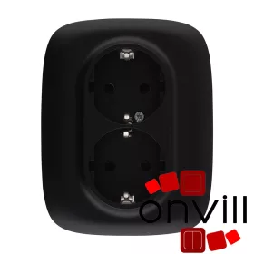   Legrand AB753027, Valena Allure 2X2P+F Csatlakozóaljzat Biztonsági Zsalu Nélkül, Egybeépített Burkolattal és Kerettel, Rugós Vezetékbekötéssel, Fekete