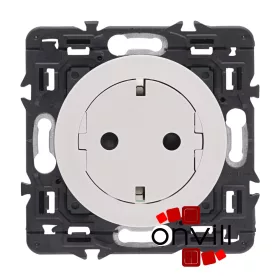   Legrand Céliane 2P+F csatlakozóaljzat, falsíkba illeszkedő, fehér betéttárcsával, biztonsági zsaluval, rugós bekötéssel, Legrand CF067166-HK