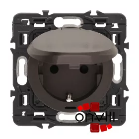   Legrand Céliane 2P+F csatlakozóaljzat biztonsági zsaluval, csapófedéllel, rugós, grafit CG067153CS-K