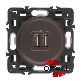   Legrand Céliane kettős USB-A töltőaljzat, beépített tápegységgel - 5 V - 2400 mA, burkolattal, grafit CG067462-CS