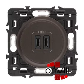   Legrand Céliane kettős USB-C töltőaljzat, beépített tápegységgel - 3A, 15W, burkolattal, grafit CG067466-K