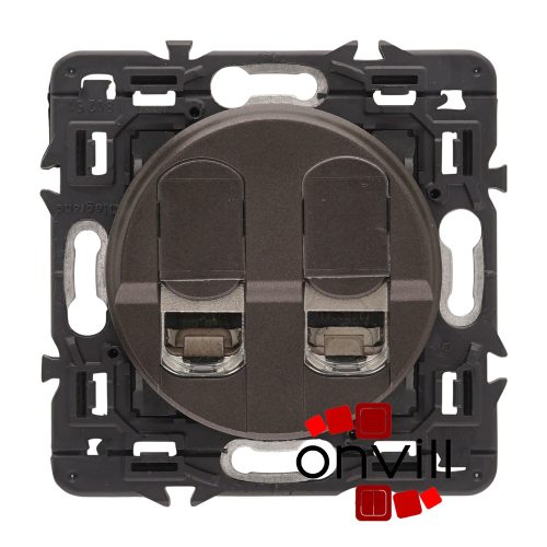 Legrand CG2X067396-K, Céliane 2XRJ45 Cat.6 STP Informatikai Csatlakozóaljzat, Körmös, Grafit