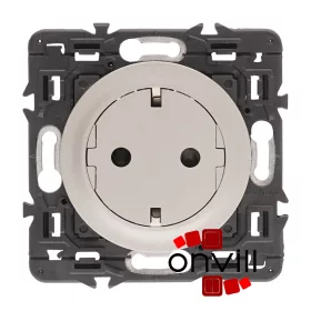   Legrand Céliane 2P+F csatlakozóaljzat, falsíkba illeszkedő titán betéttárcsával, biztonsági zsaluval, rugós bekötéssel, Legrand CT067167-HK