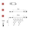 EMOS D1CW02, CNT Kezdő készlet – jégcsapok 2,5m 100LED IP44 12W, meleg fehér, időz.