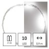 EMOS D3AC06, LED karácsonyi nano fényfüzér, ezüst, 0,9 m, 2x AA, beltéri, hideg fehér, időzítő