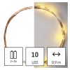 EMOS D3AW06, LED karácsonyi nano fényfüzér, réz, 0,9 m, 2x AA, beltéri, meleg fehér, időzítő