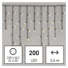 EMOS D4CW01, LED karácsonyi jégcsapok, 3,6 m, kültéri és beltéri, meleg fehér, programokkal