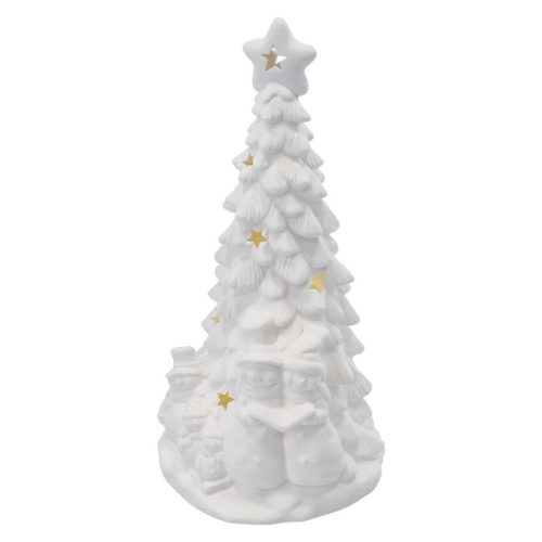 EMOS DCLW31, Kerámia LED-es fa hóemberekkel, 33,5 cm, 2x AA, meleg fehér, időzítő