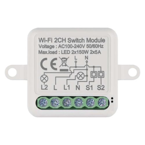 EMOS H5106, GoSmart kapcsolómodul IP-2102SW, Wi-Fi, 2 csatornás