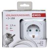 EMOS P04219GU, Hosszabbító - kocka 1,9 m / 4 aljzat / fehér / PVC / USB / 1,5 mm2