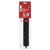 EMOS P1321PD, Hosszabbító kábel 1,5 m/3 aljzat/kapcsoló/asztalra szerelhető/USB/fekete/PVC/1,5 mm2 