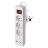 EMOS P1322CU, Hosszabbító 2 m / 3 aljzat / kapcsolós / fehér / 1× USB-A + 1× USB-C  / 1,5 mm2