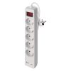 EMOS P1523CU, Hosszabbító 3 m / 5 aljzat / kapcsolós / fehér / 1× USB-A + 1× USB-C  / 1,5 mm2