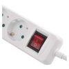 EMOS P1523CU, Hosszabbító 3 m / 5 aljzat / kapcsolós / fehér / 1× USB-A + 1× USB-C  / 1,5 mm2