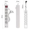 EMOS P1523CU, Hosszabbító 3 m / 5 aljzat / kapcsolós / fehér / 1× USB-A + 1× USB-C  / 1,5 mm2