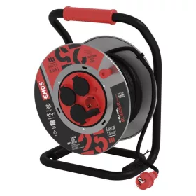   EMOS P19222, Kültéri kábeldob 25 m / 4 aljzat / fekete / gumi-neoprén / 230V / 1,5 mm2