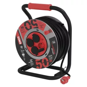   EMOS P19223, Kültéri kábeldob 50 m / 4 aljzat / fekete / gumi-neoprén / 230V / 1,5 mm2