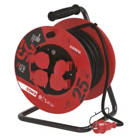   EMOS P19625, Kültéri kábeldob 25 m / 4 aljzat / fekete / gumi / 230 V / 2,5 mm2