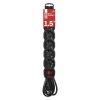 EMOS PC1621R, Hosszabbító 1,5 m / 6 aljzat / kapcsolós / fekete / PVC / 1,5 mm2