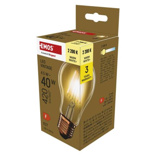 EMOS Z55032, LED izzó Vintage A60 / E27 / 4,5 W (40 W) / 420 lm / Meleg fehér