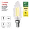 EMOS ZF3A42, LED izzó Filament gyertya A CLASS/ E14 / 3,8 W (60 W) / 806 lm / Meleg fehér