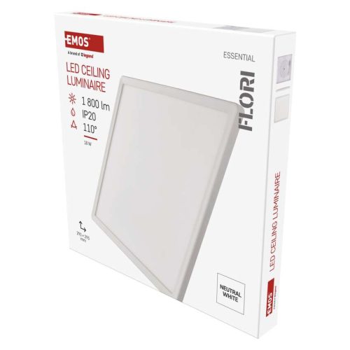 EMOS ZM1402, LED felületi lámpatest FLORI négyzet, fehér, 18W, semleges fehér