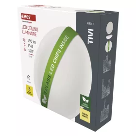   EMOS ZM3415, LED mennyezeti lámpatest TIVI, B CLASS, kerek, fehér 5,2W, IP44, Meleg fehér