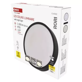   EMOS ZM4401, LED felületi lámpatest RORI kerek, fekete, 17W, CCT