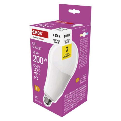 EMOS ZQ5E93, LED izzó Classic A95 / E27 / 28 W (200 W) / 3452 lm / Természetes fehér