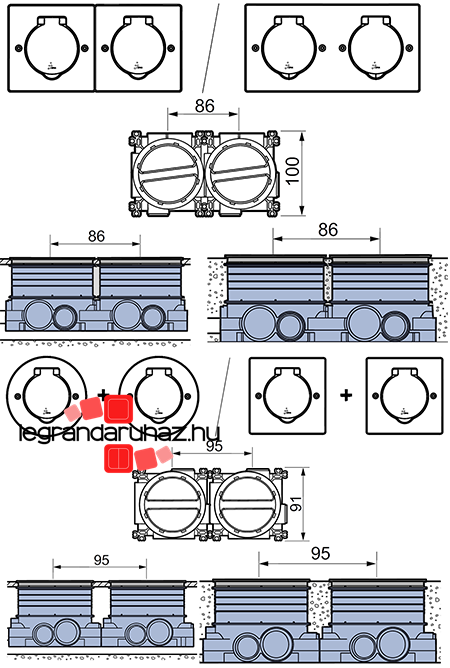 Legrand 081988 süllyesztődoboz dupla elhelyezés